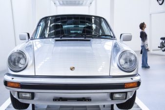 a white porsche