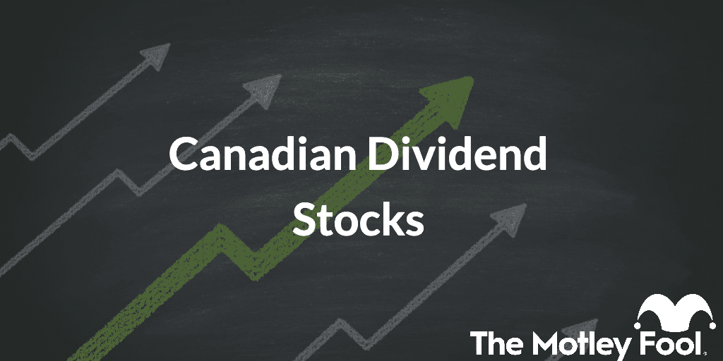 Arrows going up with the text "Canadian Dividend Stocks"