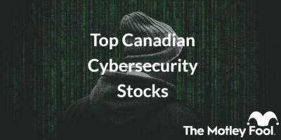 Hacker with the text “Top Canadian Cybersecurity Stocks” and The Motley Fool jester cap logo